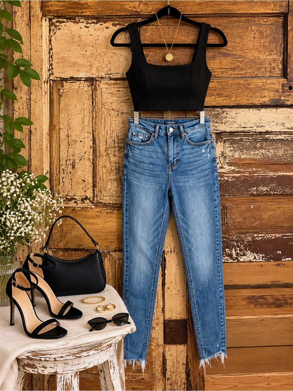 Judy Blue High Rise Skinny Jeans | Medium Wash Stretch Raw Hem Denim | Size 9